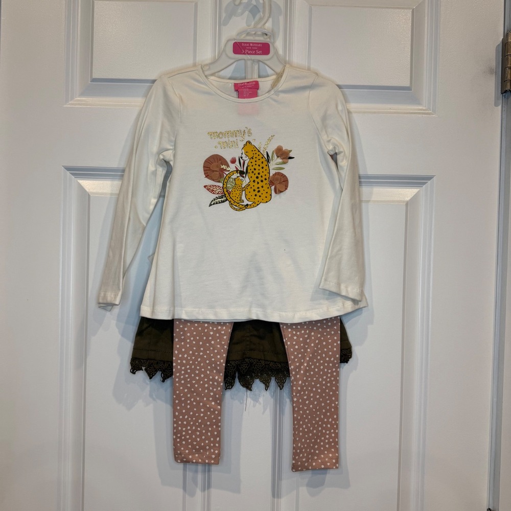 Isaac Mizrahi New York Kids 3 Piece Set Top Leggings Vest Outfit Girls Size 3T
